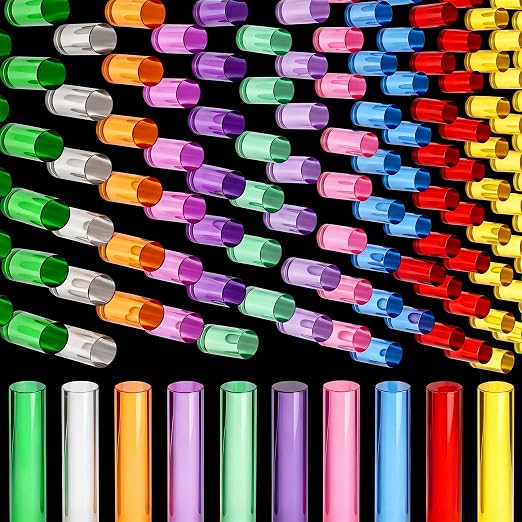 Colorful Refill Pegs Acrylic Round Rod 0.47'' Dia. 2.95'' Long Translucent Dowel Rod LED Panel Light up Board Accessorie for Christmas Party