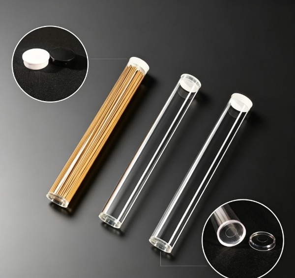 Clear Plastic Round Storage Tubes with Flat Snap Caps,Custom Clear PC Tube for Incense, Eyebrow Pencil, Fishing Float, Beads, Sea Salt Packaging