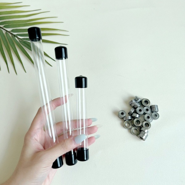 Clear Plastic Round Storage Tube with Stopper Caps for Mini Bearings, Wire Cutting Guide Wheel Bearing Separate Packaging