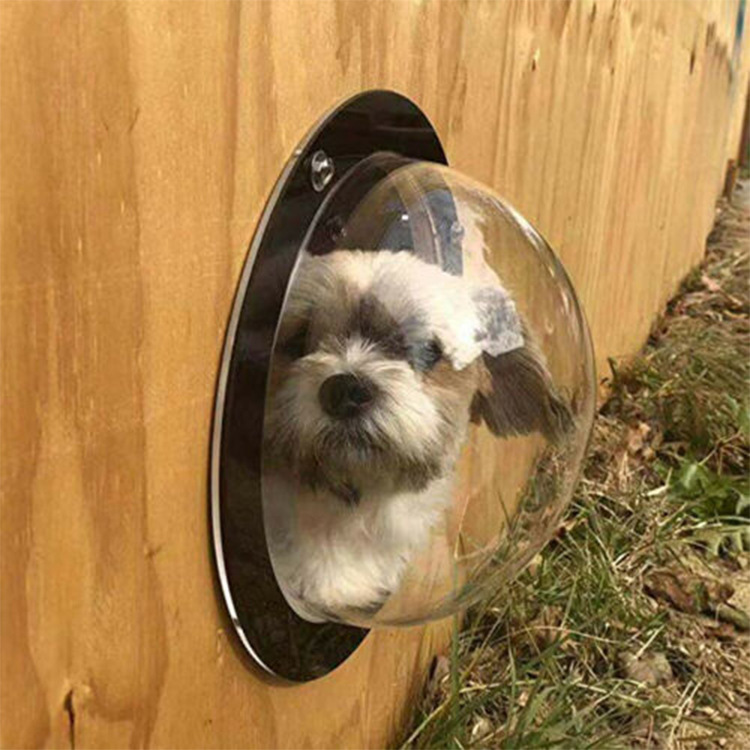 Acrylic Half Sphere Pet Window, Transparent Dog Fence Viewing Window, Clear Dome Pet Porthole for Dog Cat Fence Gate Includes Mounting Accessories